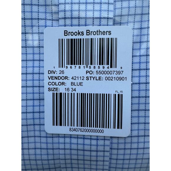 NWT Brooks Brothers Non-Iron Twill Oxford Ansley Collar Shirt 16x34 - Picture 6 of 8